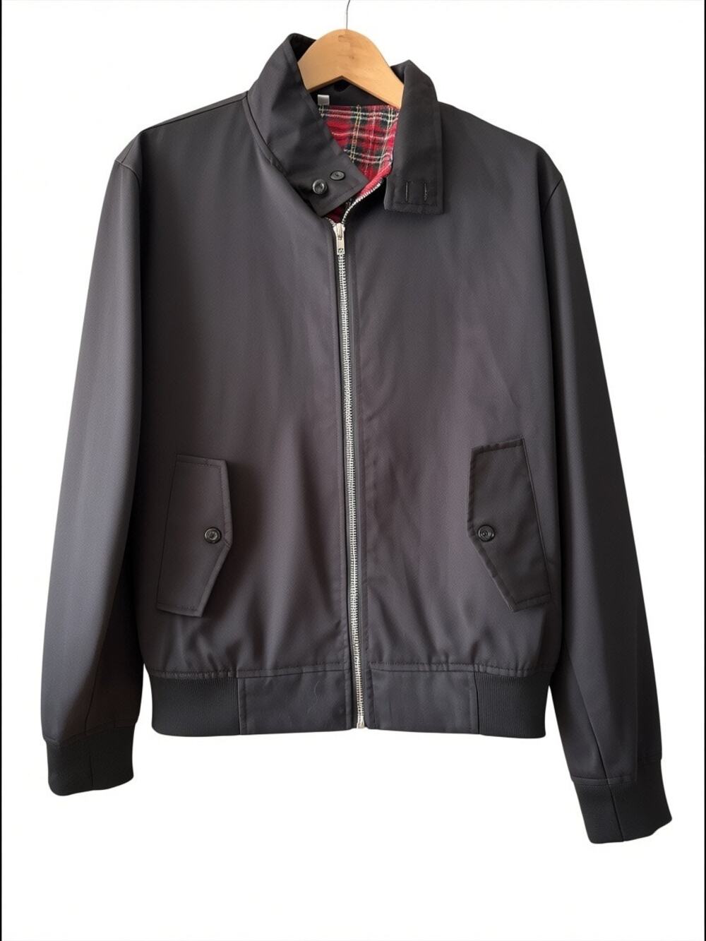 Harrington Black Tartan Plaid Lined Bomber Jacket Small NWOT